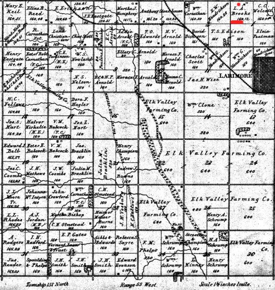 Larrimore Township Property Map showing Louis A Brooks land